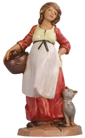 Fontanini 065 45 - Frau mit Katze zu 6,5cm tipo legno