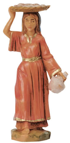 Fontanini 065 50 - Frau mit Korb zu 6,5cm tipo legno