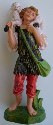 Fontanini 100 123 - Junge mit Schulterschaf zu 10cm coloriert