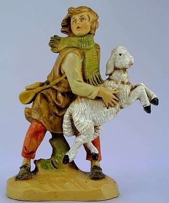 Fontanini 120 129B - Junge mit Schaf zu 12cm tipo legno