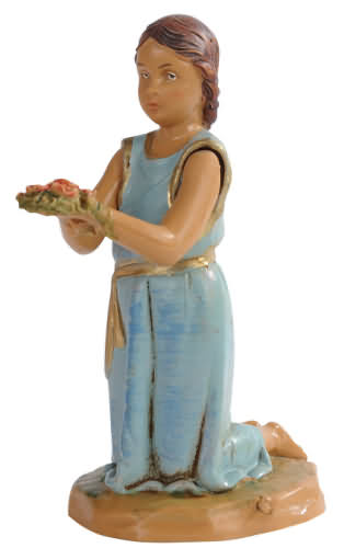 Fontanini 120 176 - Mädchen kniend zu 12cm tipo legno