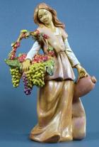  Fontanini 120 1078 - Frau mit Früchten und Amphore zu 12cm tipo legno