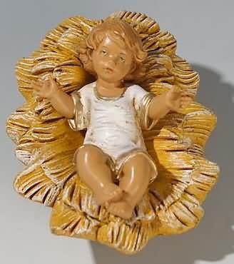 Fontanini 190 314 - Jesuskind in Wiege zu 19cm tipo legno