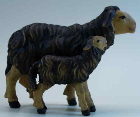 801279s Ko - Schaf mit Lamm stehend, schwarz
