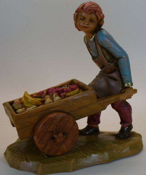 Fontanini 120 232 - Junge mit Karren zu 12cm tipo legno