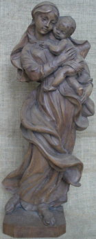 Hl. Maria mit Jesuskind, 50cm hoch, aus Holz dunkelgebeizt